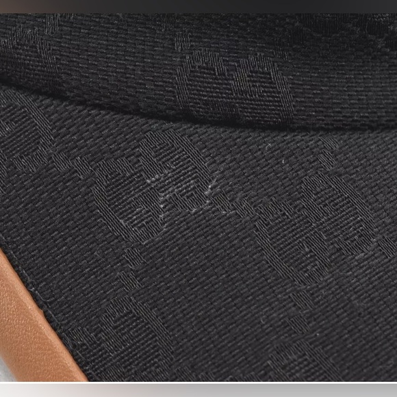 GUCCI Web Sherry Line Baseball Cap GG Canvas Leather Size L black/beige - Picture 8 of 16